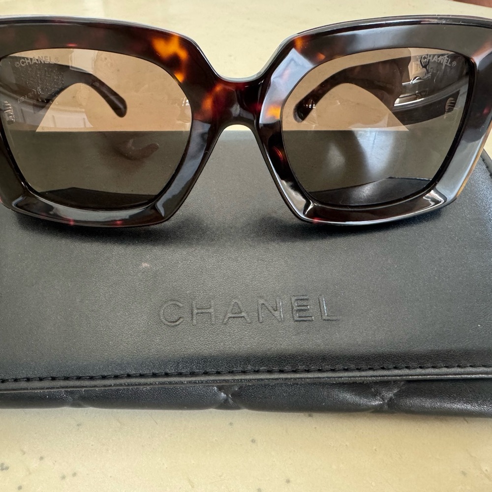 CHANEL Brown Oversized Square Sunglasses